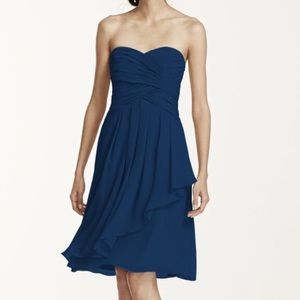 Short Crinkle Chiffon Dress with Front Cascade