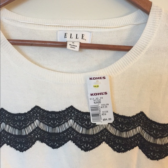 ELLE cream & black lace sweater