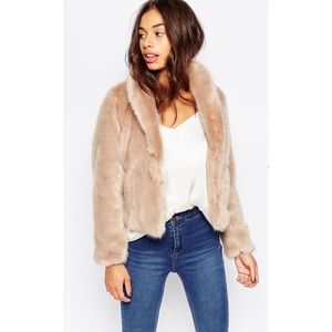 New Look faux fur collared coat