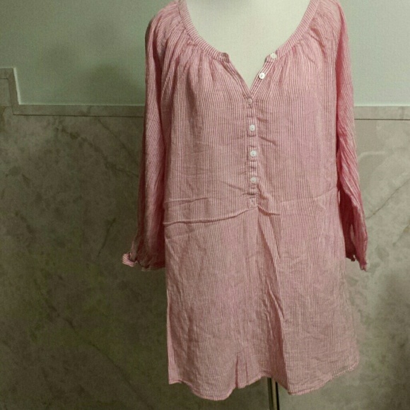 Pink and white striped blouse (Lane Bryant)