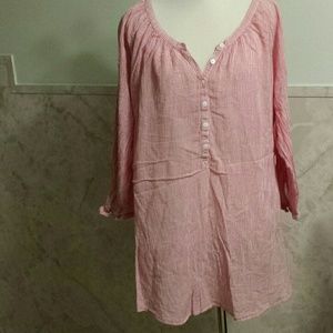 Pink and white striped blouse (Lane Bryant)