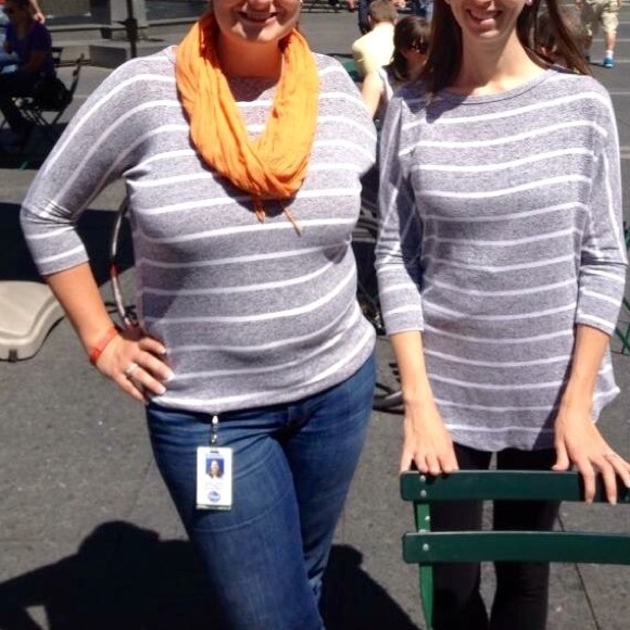 Gray and white dolman top