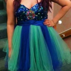 Babydoll dress royal blue and lime