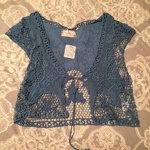 Bohemian Festival FRE PEOPLE Crochet Tie Vest