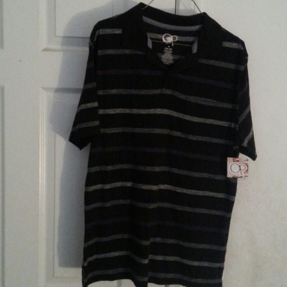 Boys Black Striped Polo