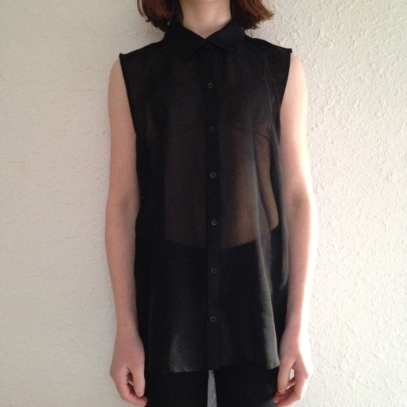 Sheer black collared shirt