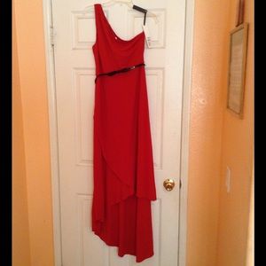 Red high low dress