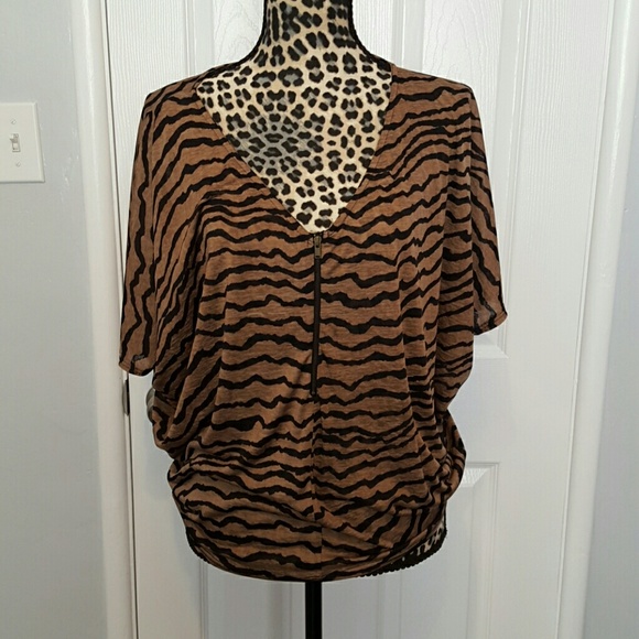 2 for $10 Brown tiger print top