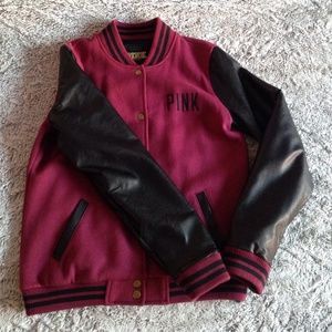 Practically new maroon PINK varsity jacket