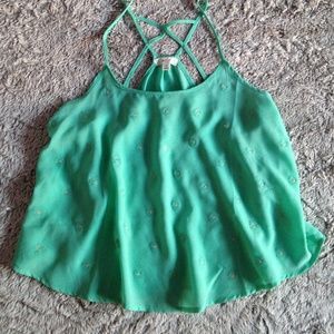 Cute teal cropped cami with a cross cross back