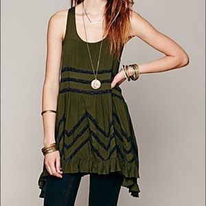 FREE PEOPLE Voile and Lace Slip (Dark Green)