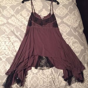Sexy FREE PEOPLE Plum Lace Trapeze Slip