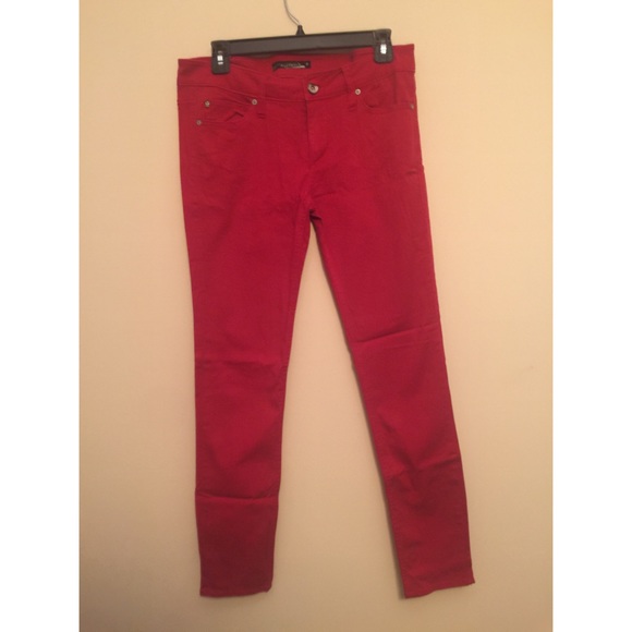 Red skinny jeans