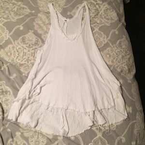 White FREE PEOPLE Waffle Trapeze Tank