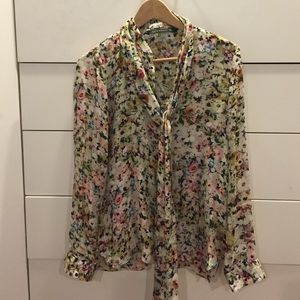 Zara floral silk blouse