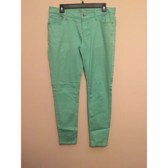 Mint green skinny jeans