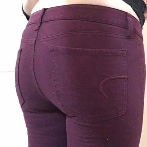 AE Maroon Super Stretch Jeggings