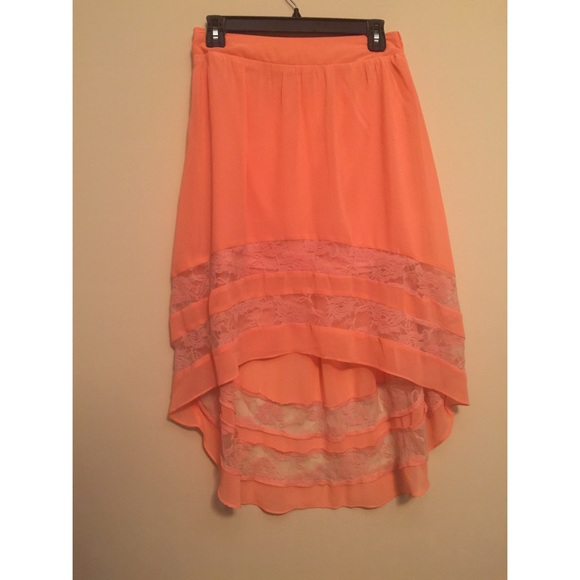 High low peach colored skirt