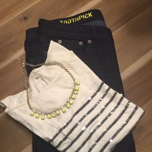 Jcrew toothpick stretch ankle jeans dark wash