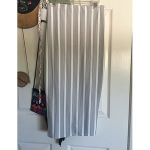 Striped long pencil skirt