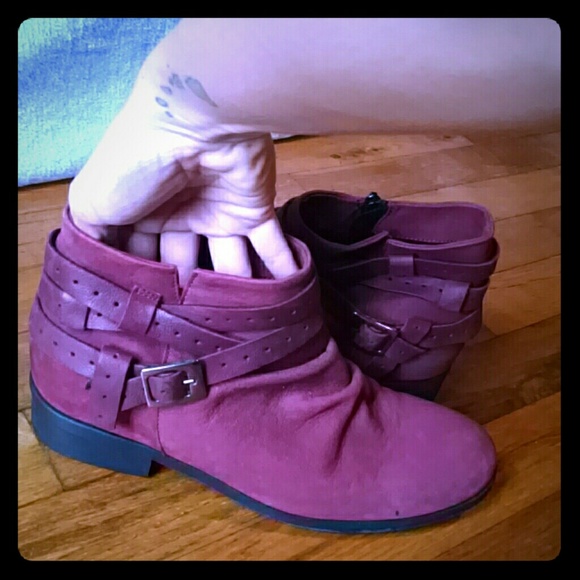 Genuine leather dark red boots