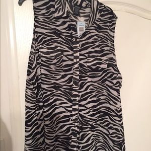 Zebra print button up tank