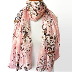 Pink Cotton Scarf Floral Boho Scarves Women's
