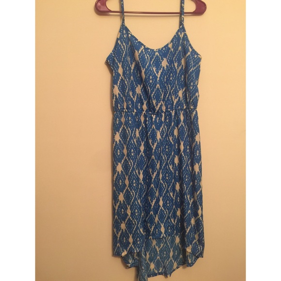 Blue and white high low dress