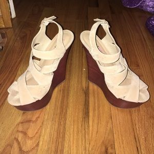 JUST FAB nude wedges
