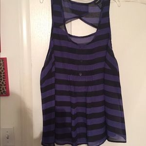 Black and blue stripped tank