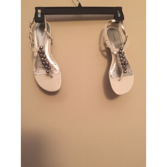 Accented white sandals