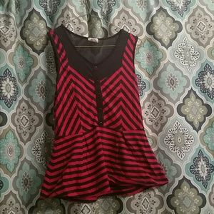 🌸Blue and Red Striped Peplum Shirt🌸