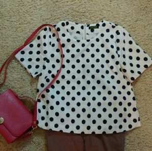 Modcloth black white polka dot top sz s