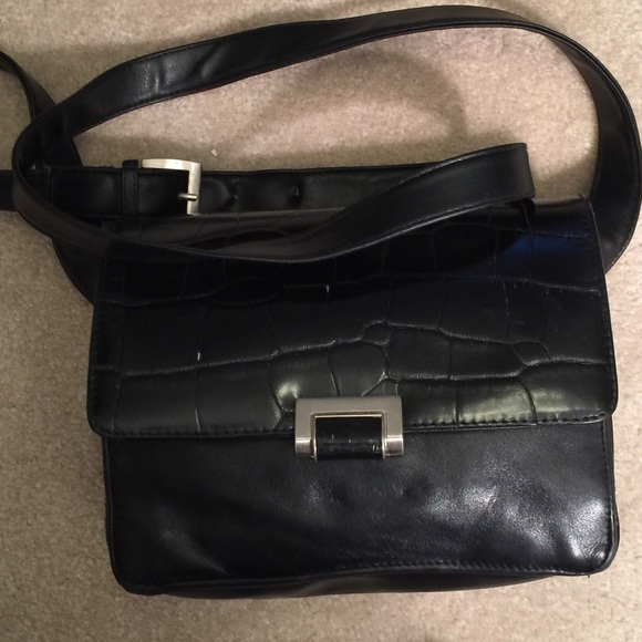 Worthington Black Leather CrossBod Hand Bag - Picture 1 of 4