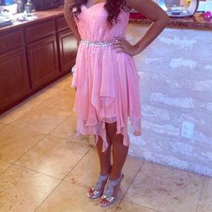 Peach Strapless Homecoming dress