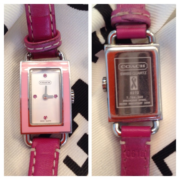 Coach Pink Breast Cancer Watch With Leather Band