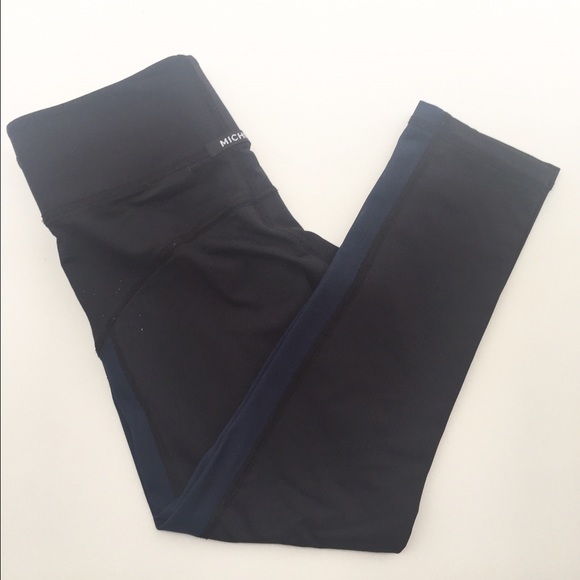 SOLD Michi Black & Navy Cropped Leggings w/ Mesh - Picture 2 of 4