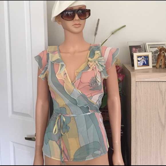 Zara Tops - 💐NWOT ...Pastel wrap blouse