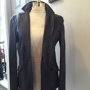 BCBG brown leather jacket