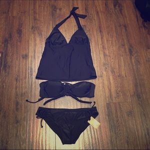 3 piece black bathing suit