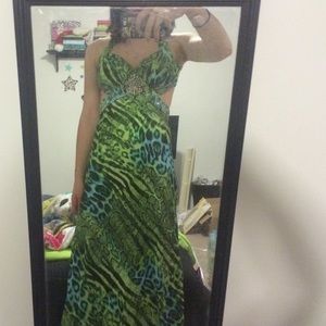 Long animal print formal dress