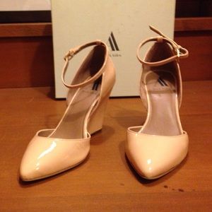 Ava & Aiden Ashley D'Orsay Wedge Pump Nude Patent