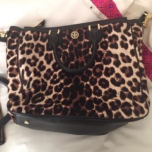 Tory Burch calf hair leopard purse