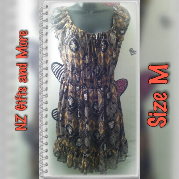Brown orange black dress
