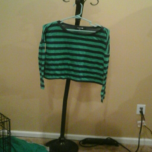 Blue and green striped top