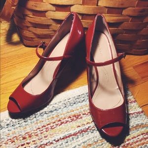 Red Tahari 2.5" Open-Toe Heels
