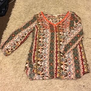 multi color, 3/4 sleeve length sheer flowy shirt!