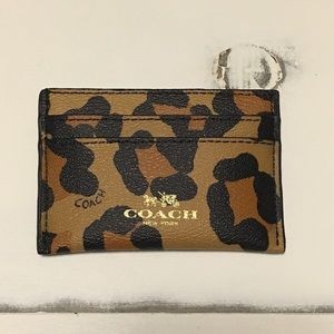 •COACH• Flat Card Case in Ocelot Haircalf