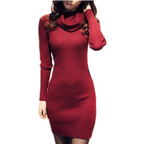 Stretchable Long Sleeve Sweater Dress