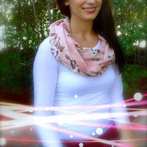 Pink Infinity Scarf Butterfly Scarves Cotton